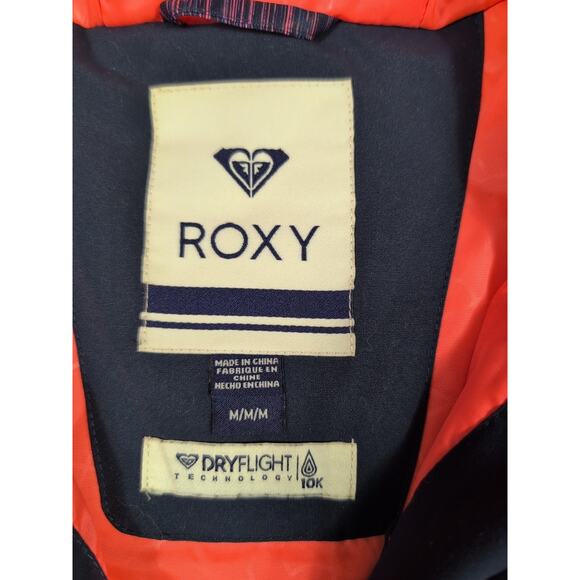 Roxy DryFlight 10K Snow Jacket Women M Blue Pink Hooded Waterproof Ski Snowboard - Picture 3 of 16